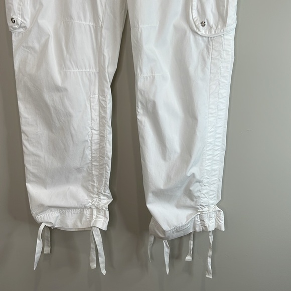 Ralph Lauren L-RL Lauren Active Y2K Vibe White Cargo Pants Drawstring Hem 10 - Picture 4 of 11